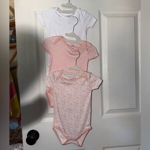 NEW 3 Piece LAKE Onesie Set - White and Pink SIZE 6-9 Month